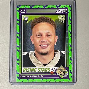 2024 Panini Spencer Rattler Rookie Card Green Bats Halloween Score A Treat #45